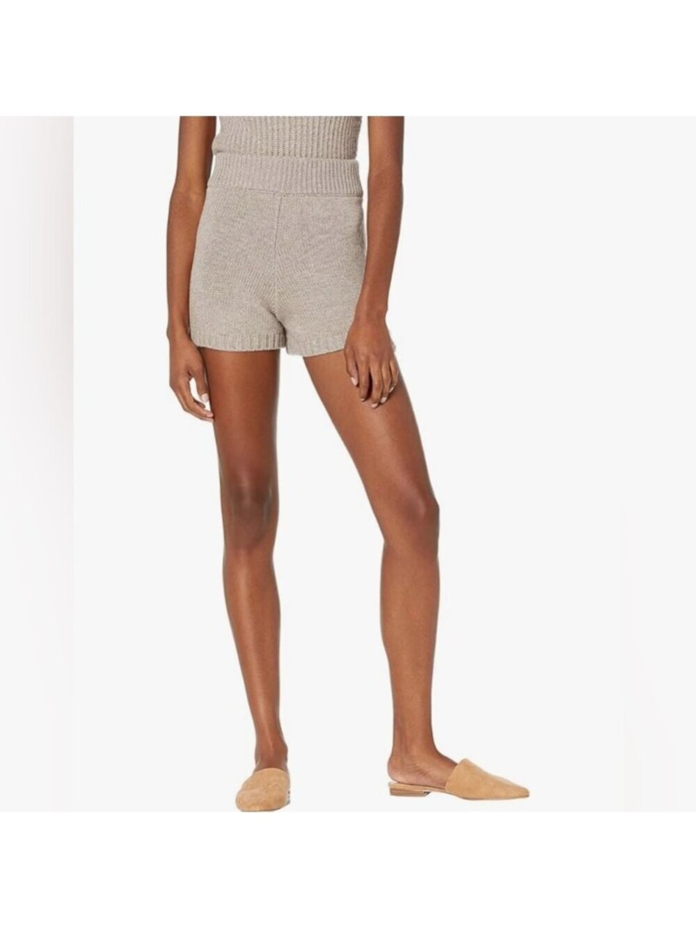 The Drop Adrienne Pull On Sweater Knit Shorts Heather Mushroom